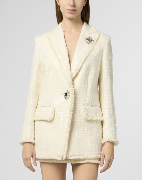 Tweed Boyfriend's Fit Blazer Paillettes Women