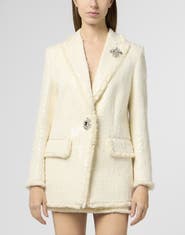 PHILIPP PLEIN Tweed Boyfriend's Fit Blazer Paillettes Women
