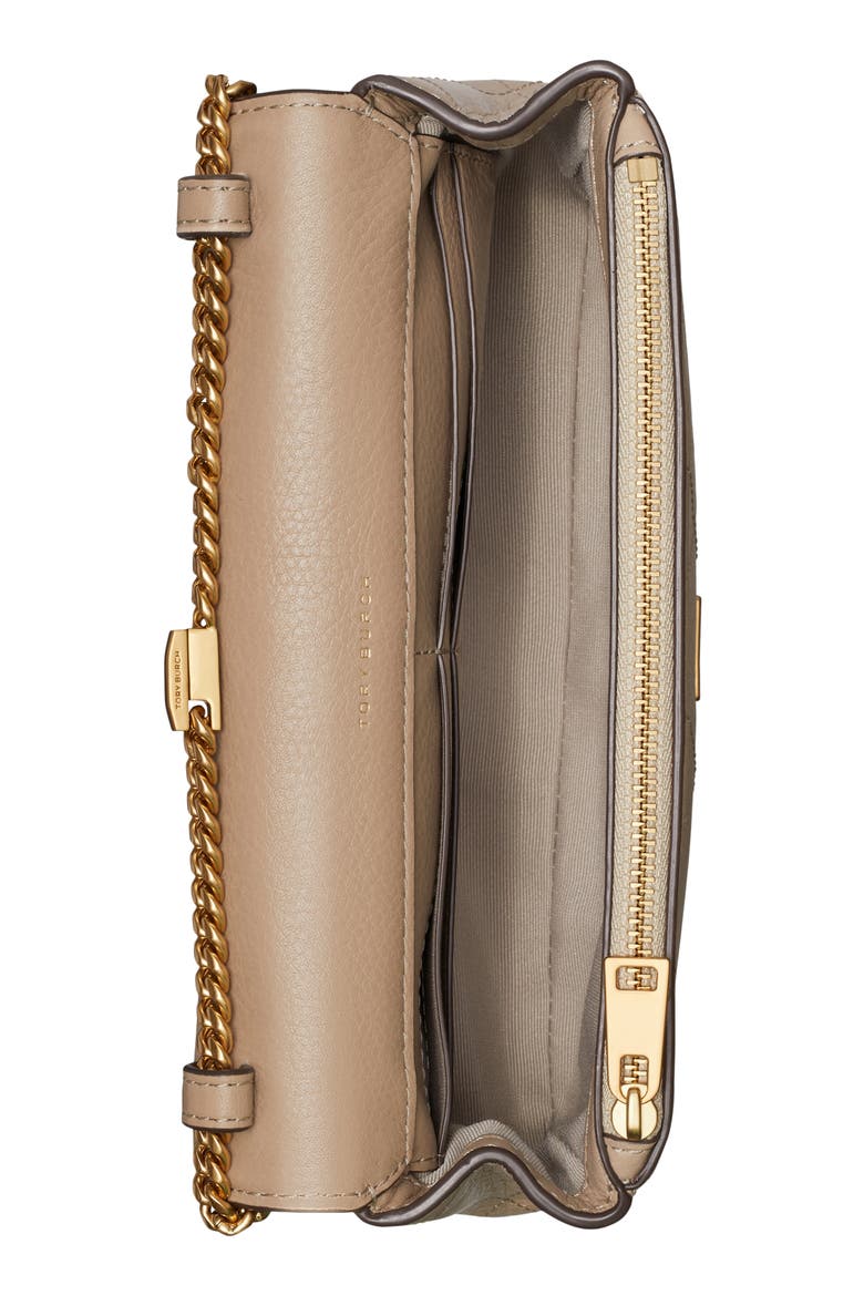 Charlie Quilted Leather Wallet on a Chain, Alternate, color, SOFT CEMENT