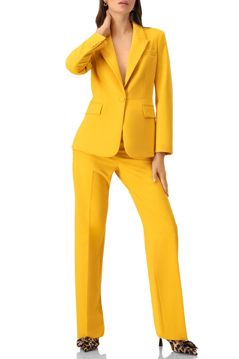 Tailored Blazer with Flap Pockets, Alternate, color, Yellow