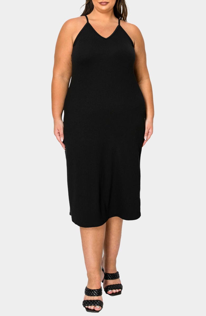 L I V D Aster Plissé Two-Piece Sweater Dress, Alternate, color, Black