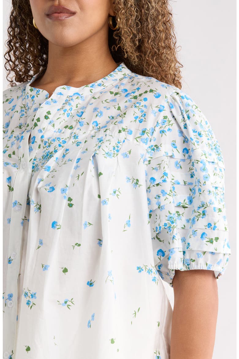 Miley Floral Court Button Up Shirt, Alternate, color, WHITE BLUES