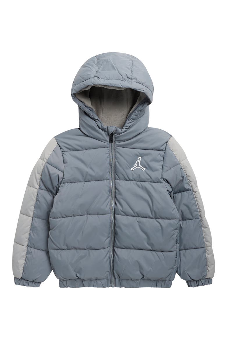 Colorblock Puffer Jacket, Main, color, SMOKE GREY