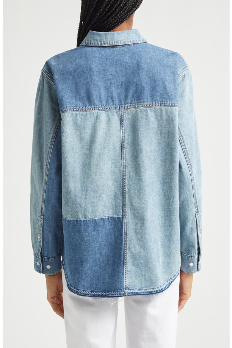 Dalma Colorblock Denim Button-Up Shirt, Alternate, color, TIME TRAVEL