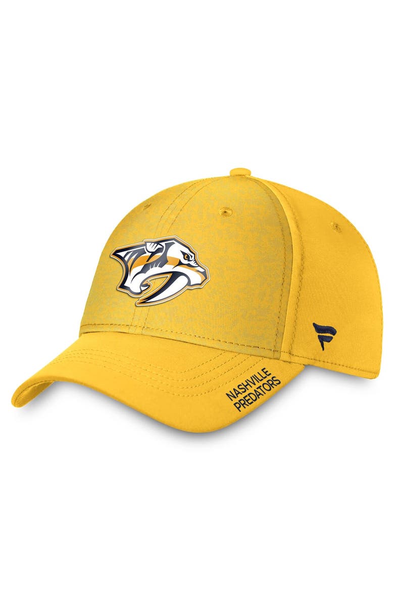 FANATICS Men's Fanatics Branded Gold Nashville Predators Authentic Pro Rink Flex Hat, Main, color,