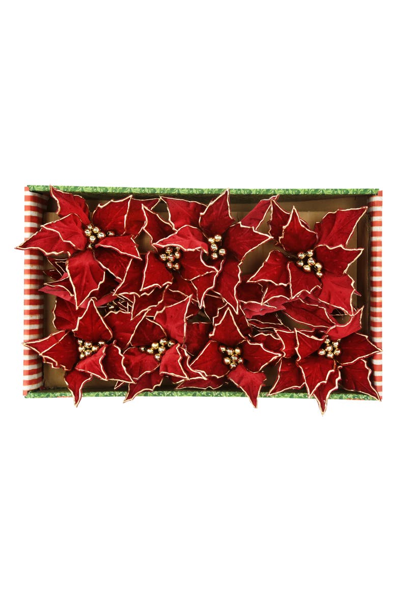 Glitter Poinsettia, Box of 12, Alternate, color, Red