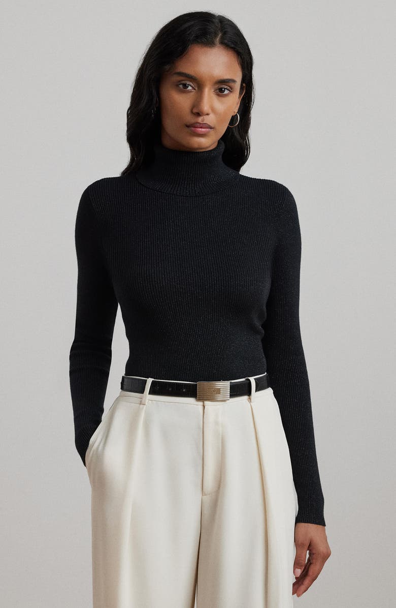 Lauren Ralph Lauren Sparkle Rib Turtleneck Sweater, Alternate, color, 