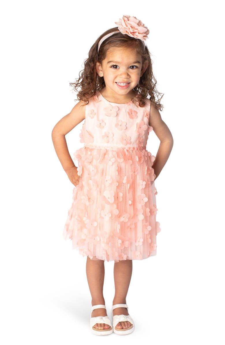 Popatu 3D Flower Tulle Dress, Alternate, color, Peach