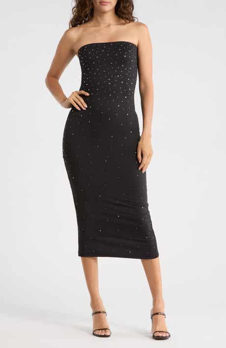 Madden Girl Rhinestone Embellished Strapless Body-Con Dress