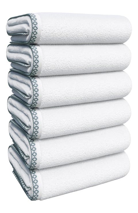 Border Stitch 6-Piece Cotton Hand Towels