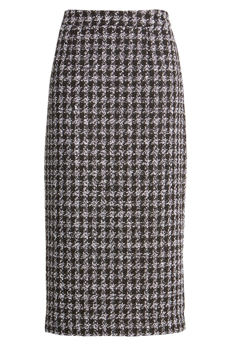 Houndstooth Check Tweed Pencil Skirt, Alternate, color, BLACK- IVORY TWEED