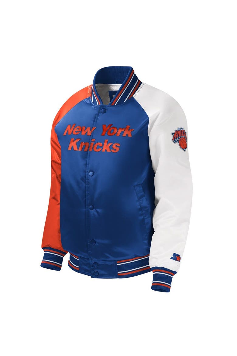 Youth Starter Royal New York Knicks Raglan Full-Snap Varsity Jacket, Alternate, color, Royal