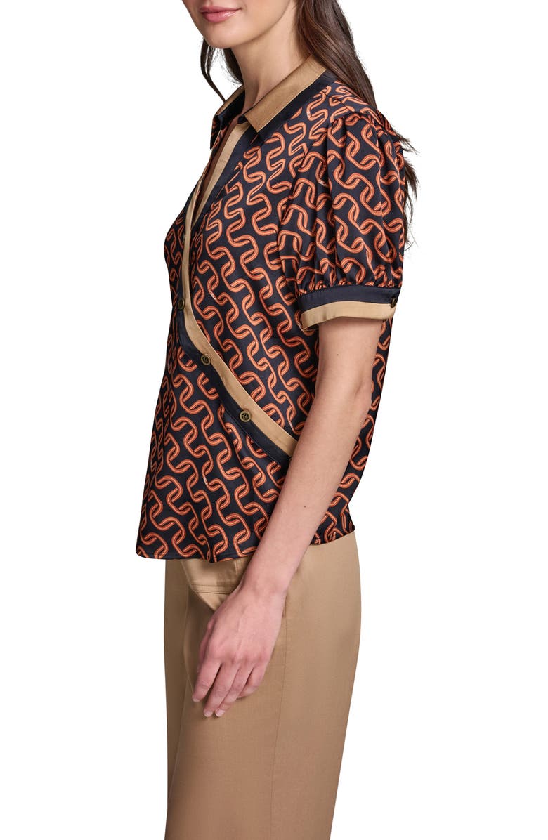 KARL LAGERFELD PARIS Print Crossover Button Top, Alternate, color,