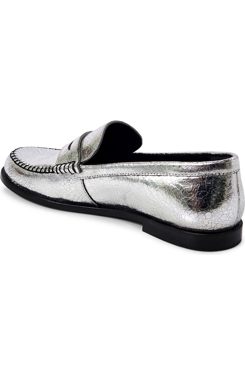 Free People Contrast Stitch Penny Loafer, Alternate, color, Pale Pewter Leather