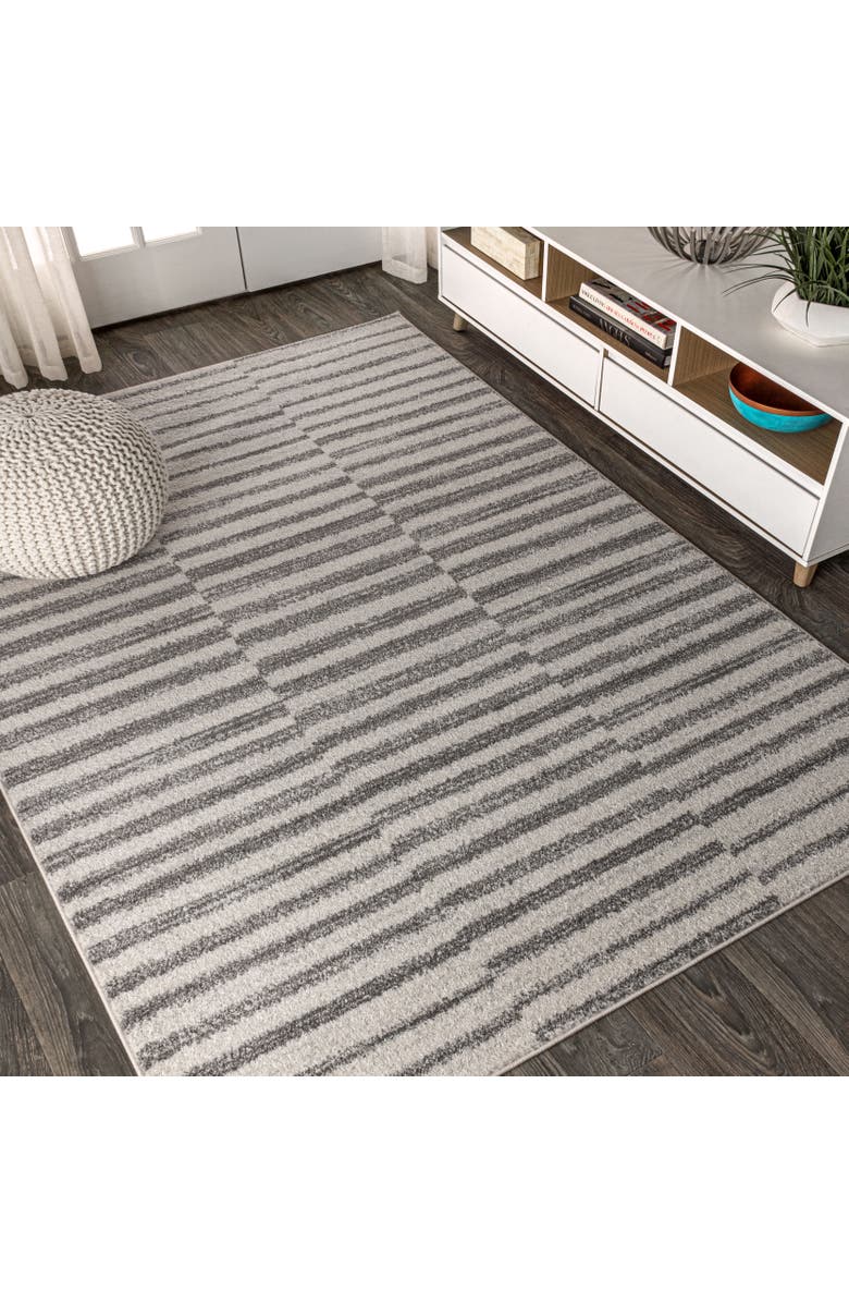 JONATHAN Y Lyla Offset Stripe Area Rug, Alternate, color, Gray/Cream