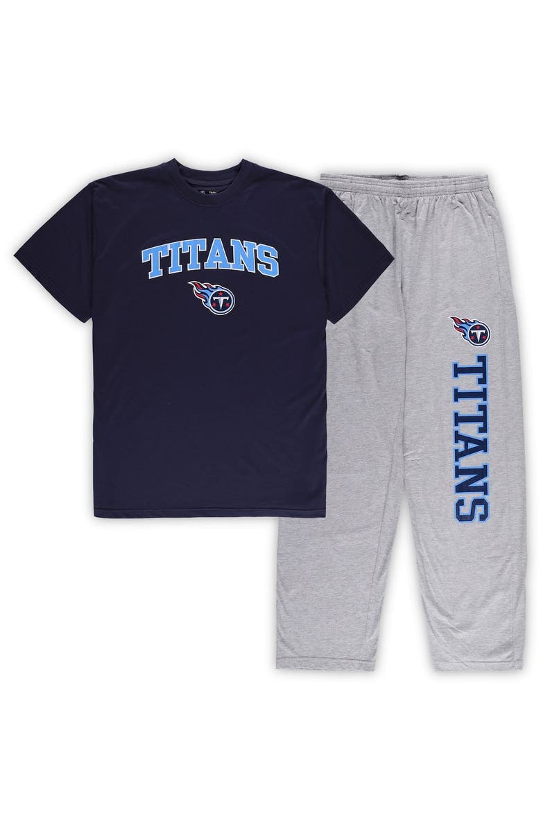CONCEPTS SPORT Men's Concepts Sport Navy/Heather Gray Tennessee Titans Big & Tall T-Shirt & Pajama Pants Sleep Set, Alternate, color, Navy