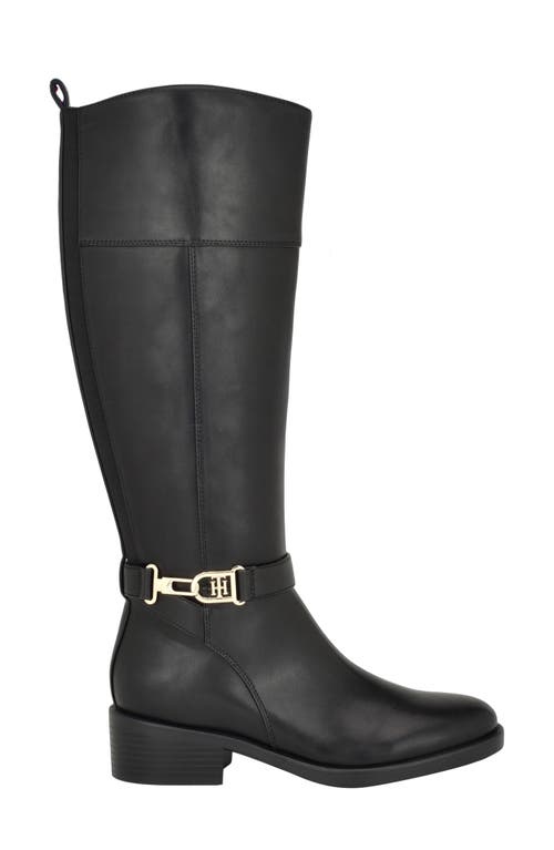 Tommy Hilfiger Ionni Knee High Riding Boot In Black