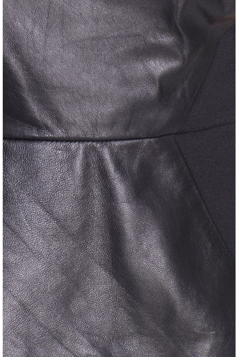 Leather & Ponte Knit Peplum Top, Alternate, color, BLACK