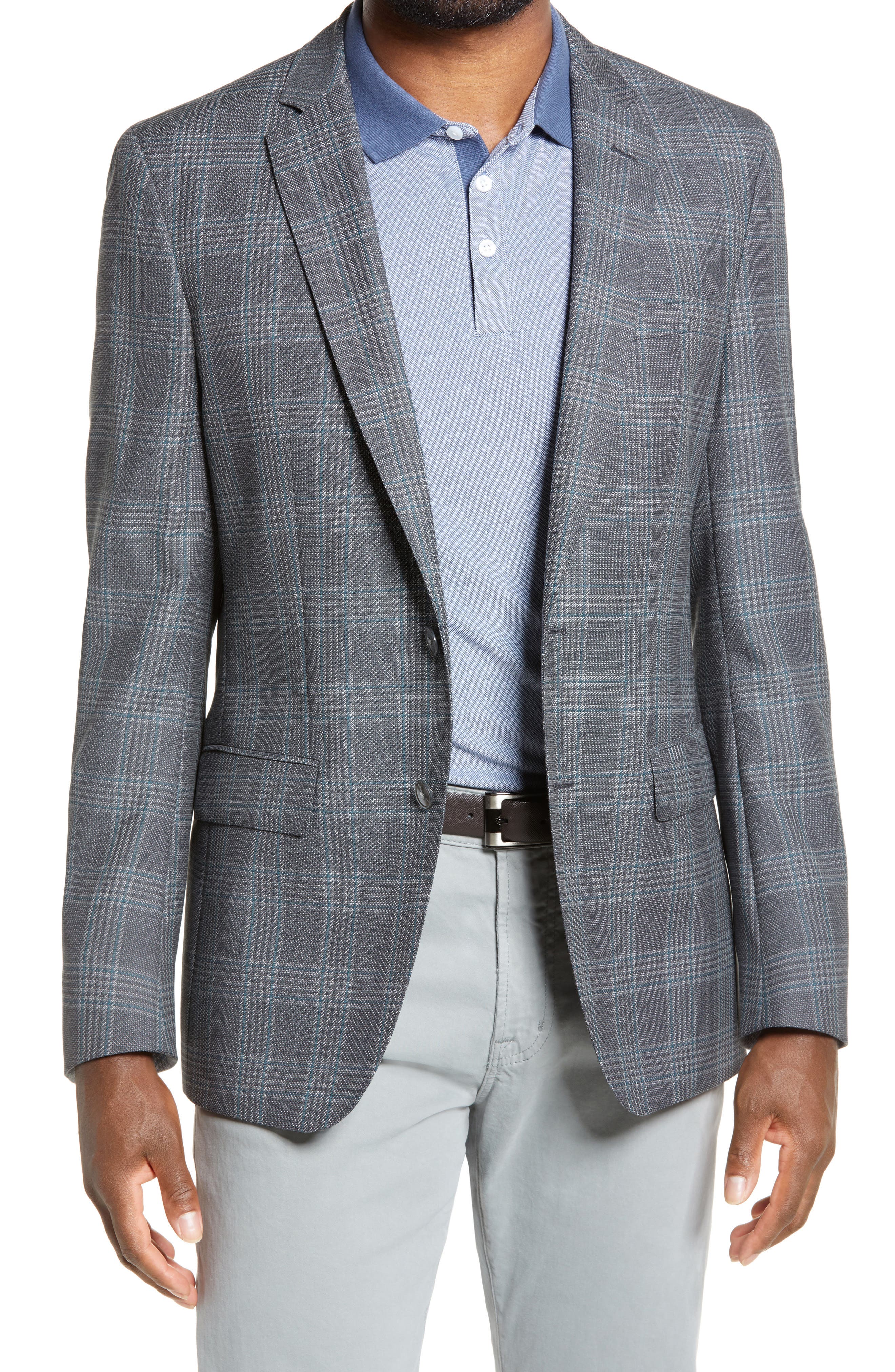 BOSS Hartlay Slim Fit Plaid Wool Sport Coat
