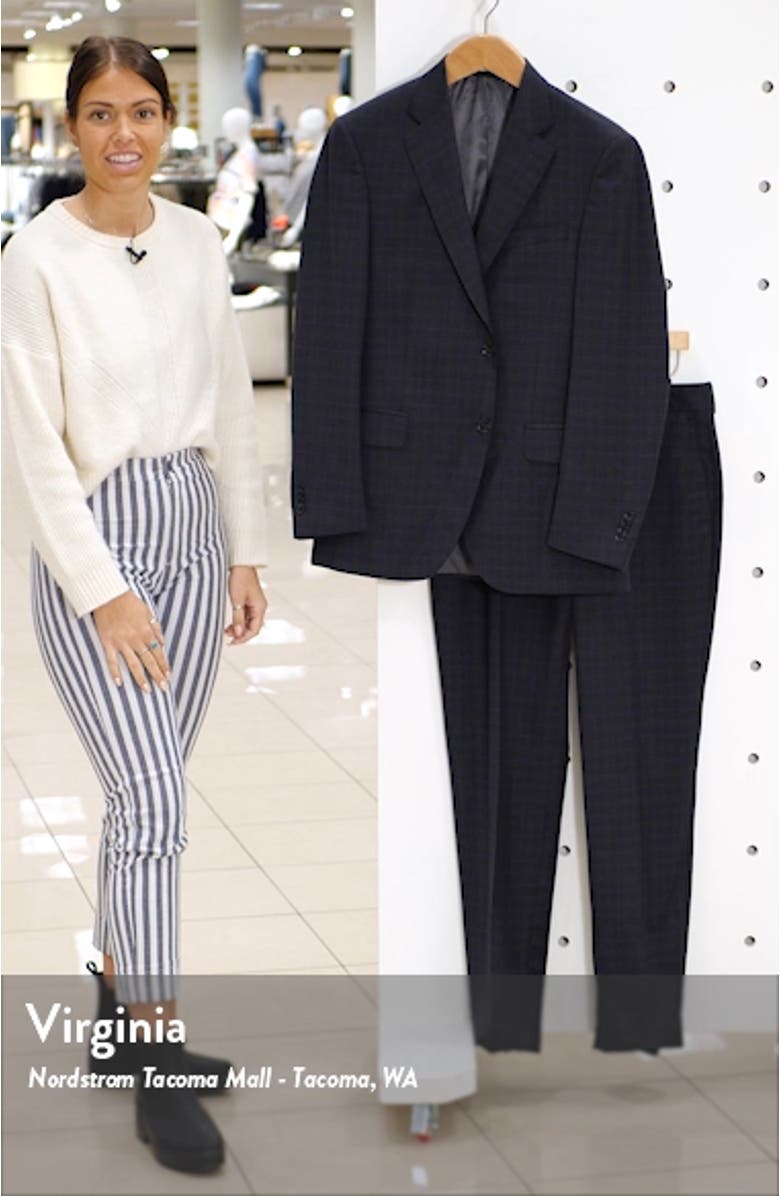 Flynn Classic Fit Plaid Wool Suit, sales video thumbnail