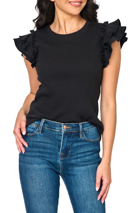 Flutter Sleeve Rib Top