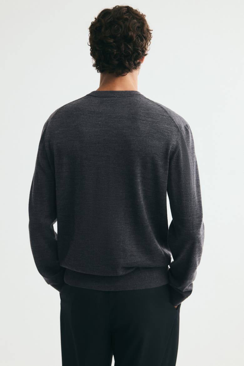Regular-Fit Merino Wool Sweater, Alternate, color, Dark gray melange