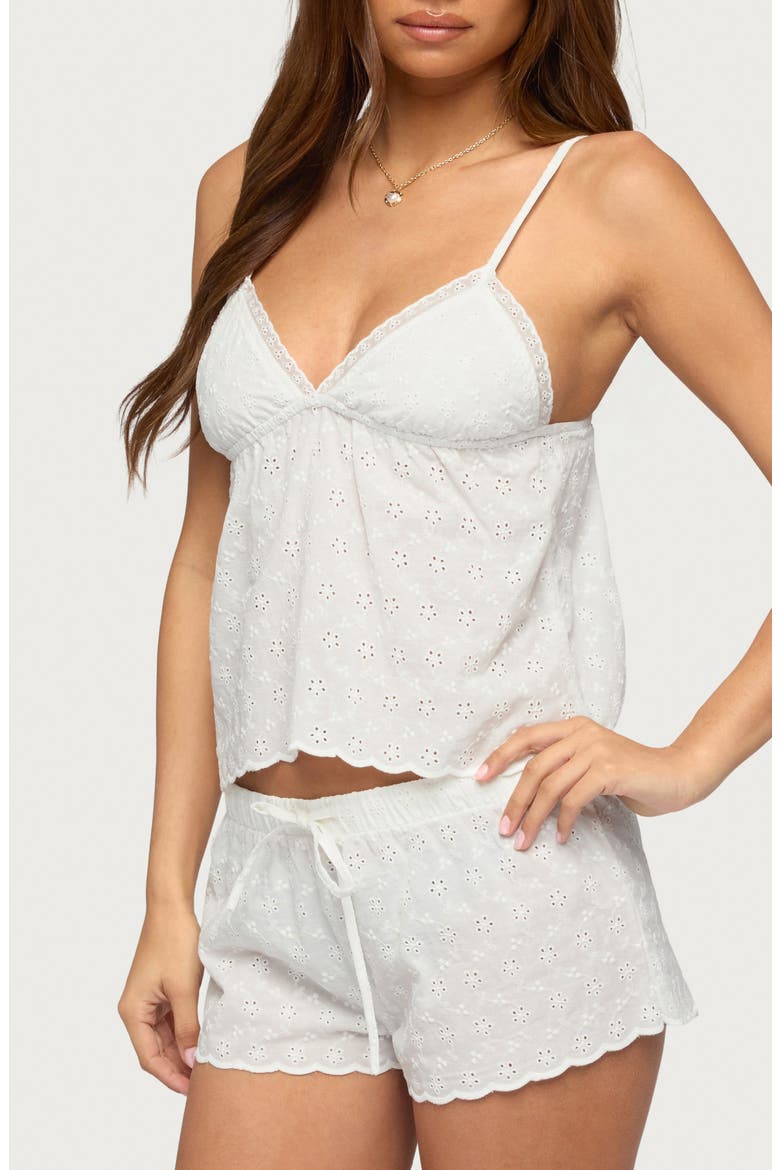 Talula Cotton Eyelet Babydoll Camisole, Alternate, color, WHITE