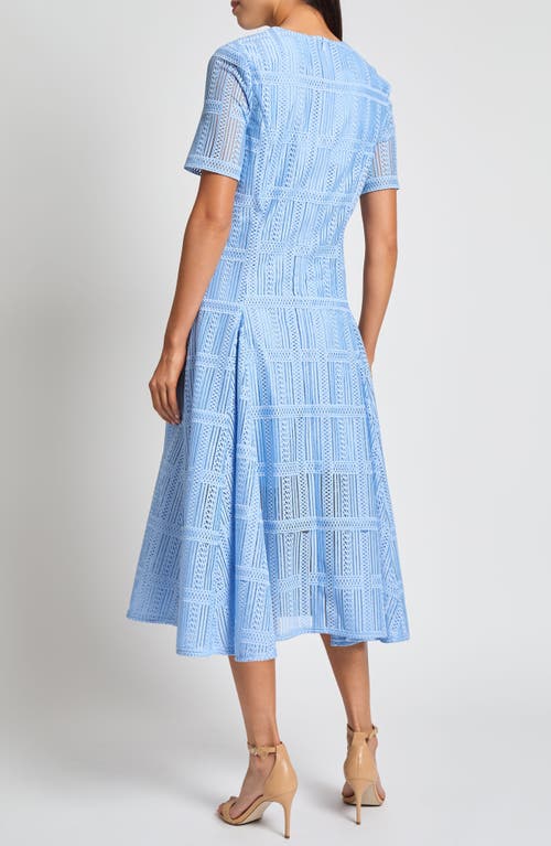 Misook Linear Lace Midi Dress In Arctic