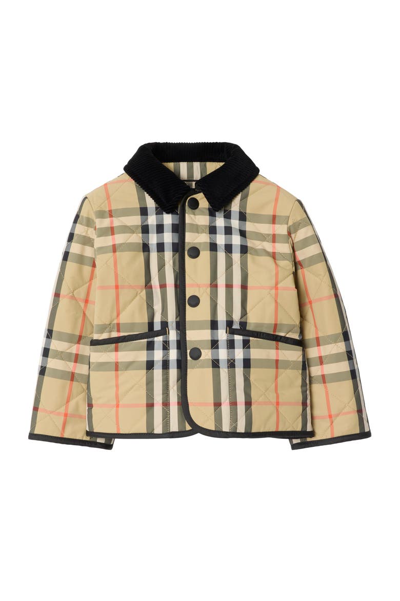 Check Quilted Nylon Barn Jacket, Main, color, Sand beige