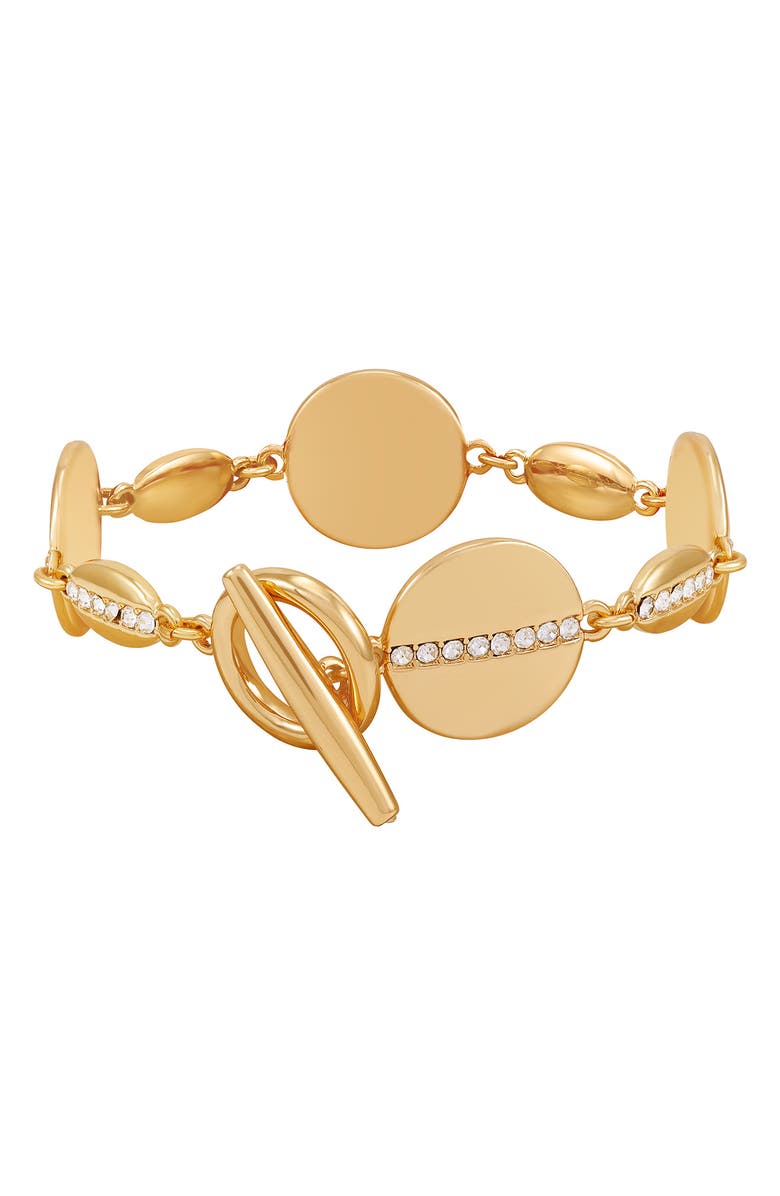 Vince Camuto Crystal Disc Toggle Bracelet, Main, color, Goldtone