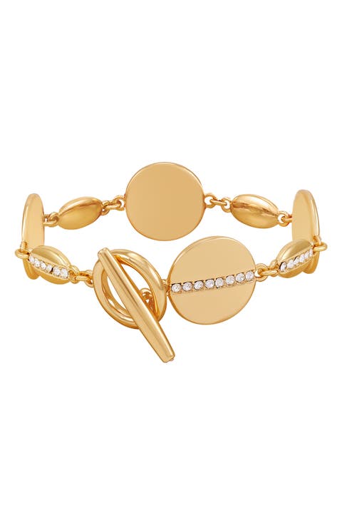 Crystal Disc Toggle Bracelet