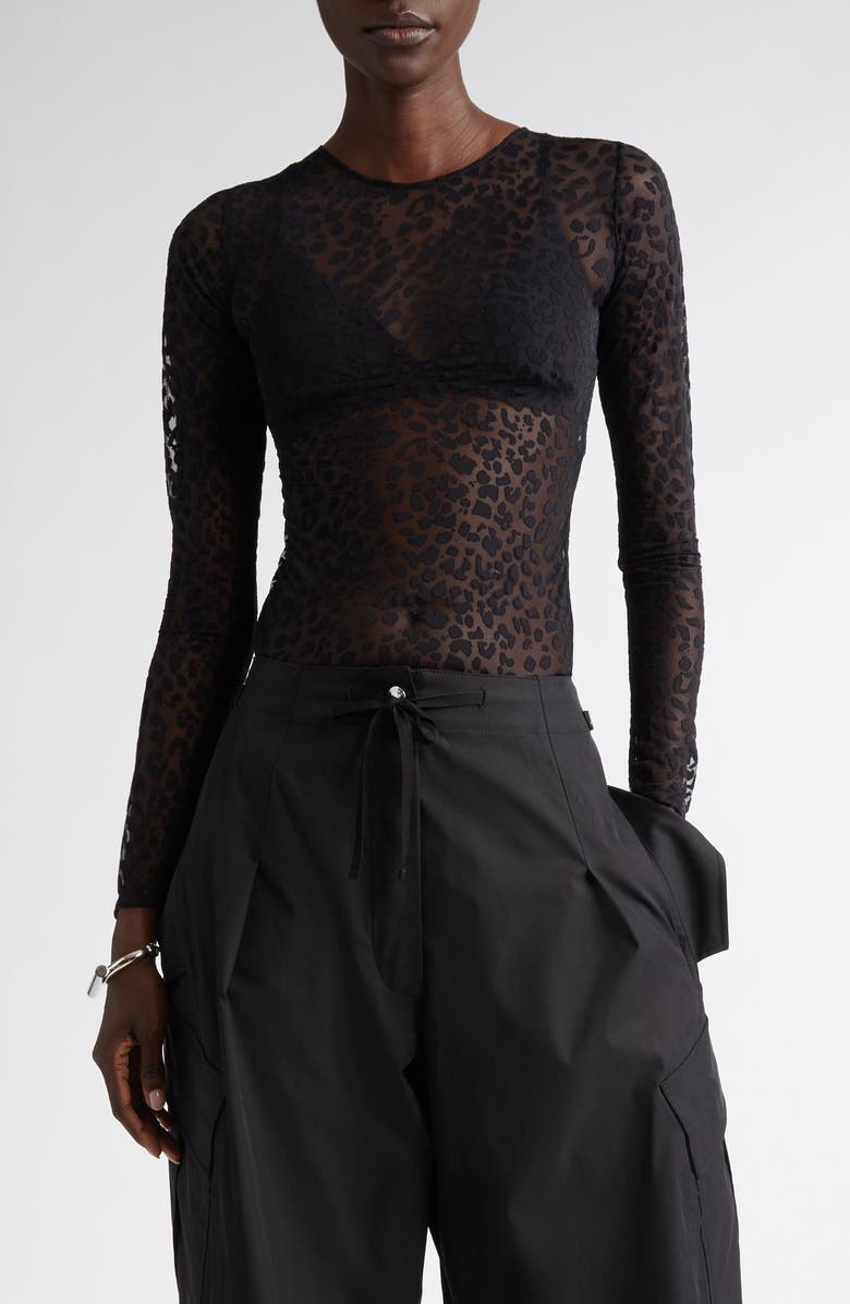 McQueen Sheer Leopard Print Top, Main, color, 