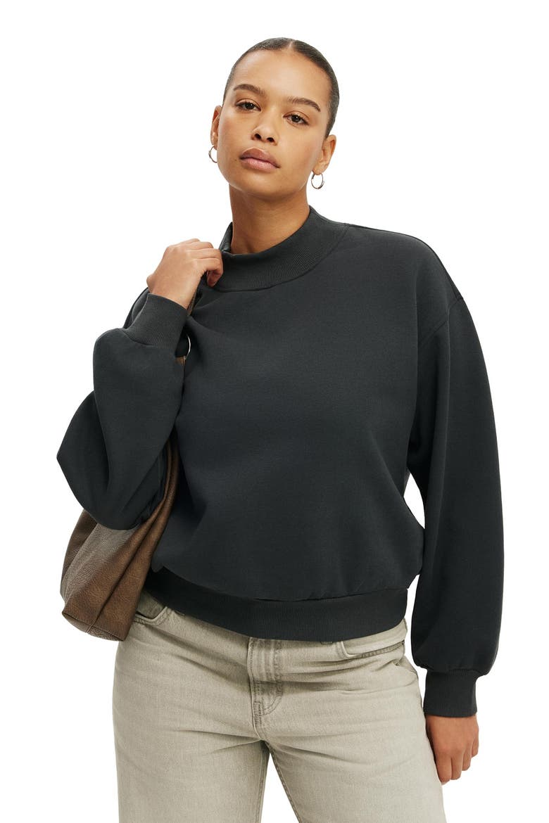 Women's Mock Neck Sweatshirt, Alternate, color, Shadowstone