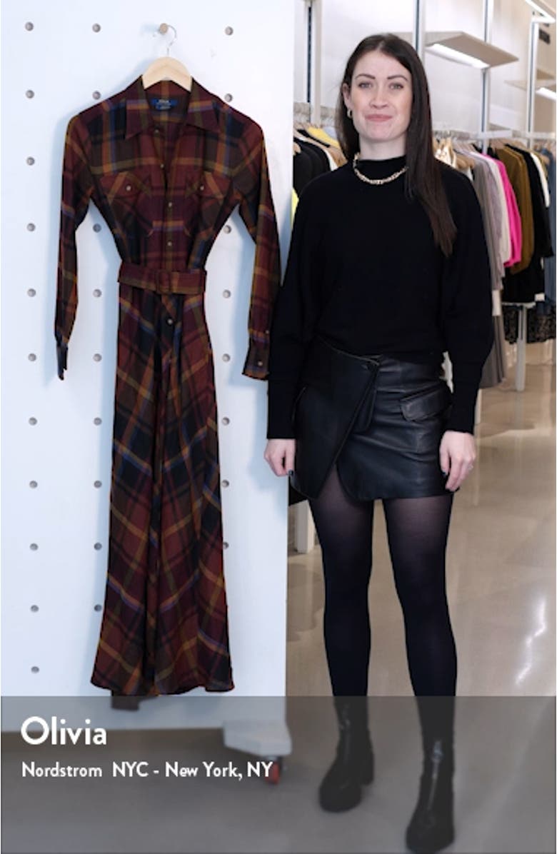 Tartan Long Sleeve Wool Shirtdress, sales video thumbnail