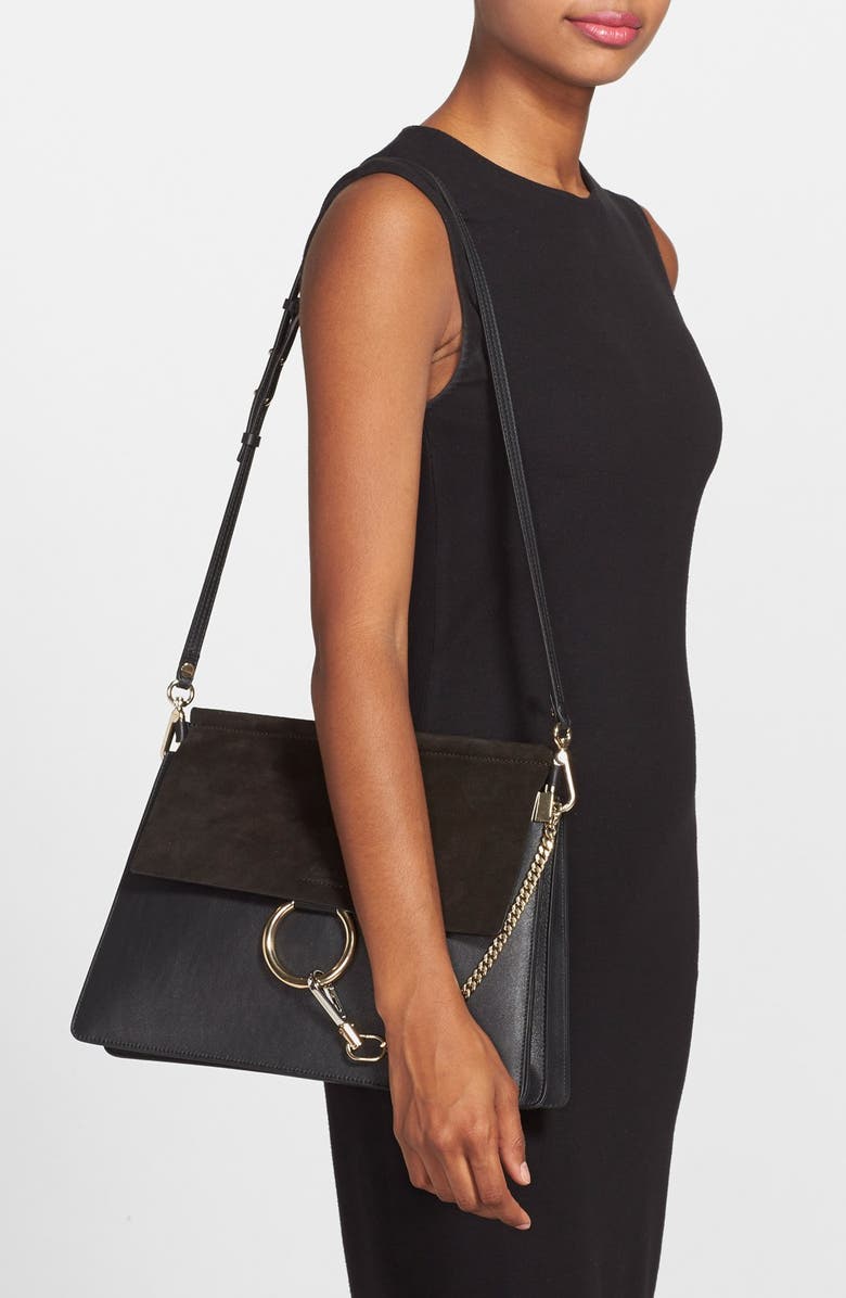 Chloé 'Faye' Leather & Suede Shoulder Bag, Alternate, color,