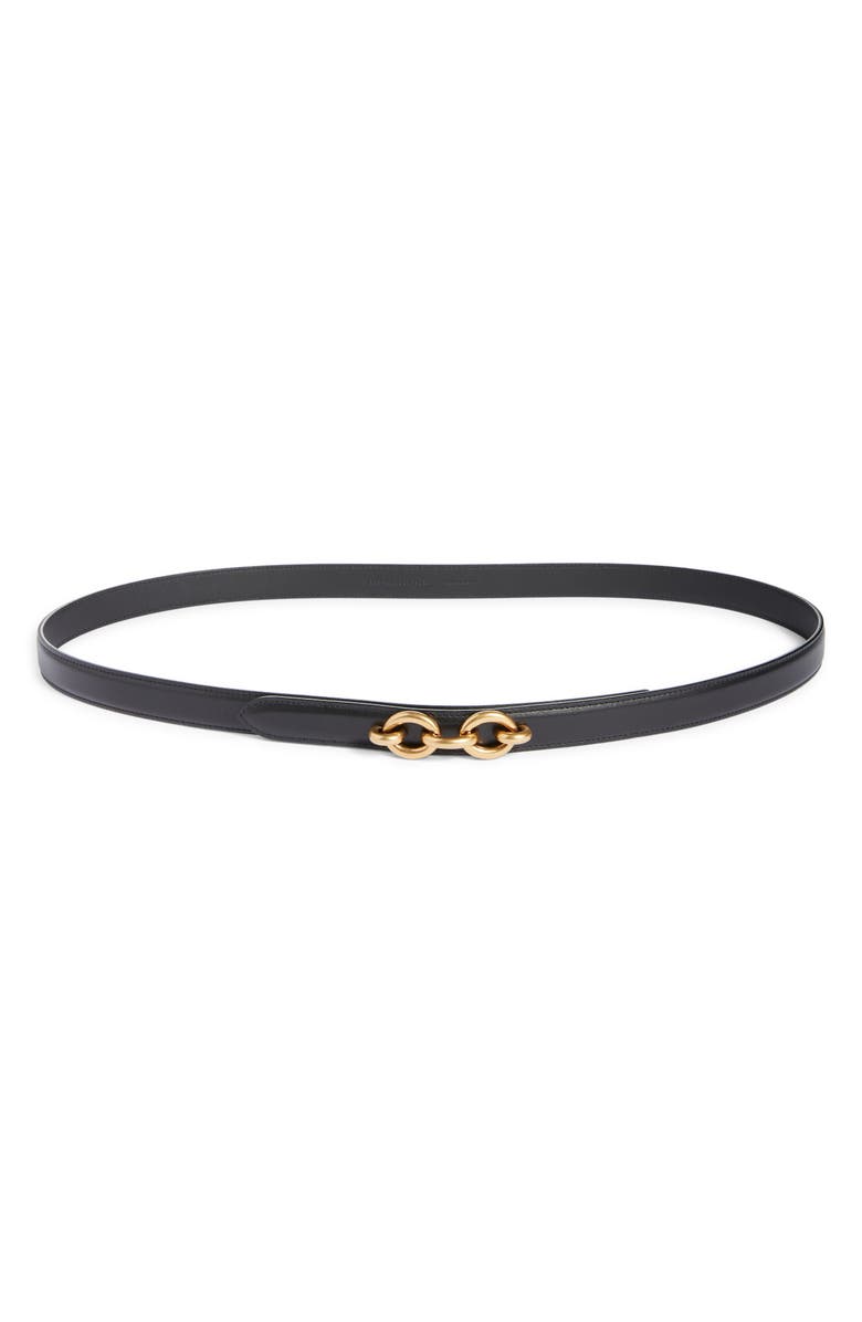 Saint Laurent Link Buckle Calfskin Leather Belt, Main, color, 