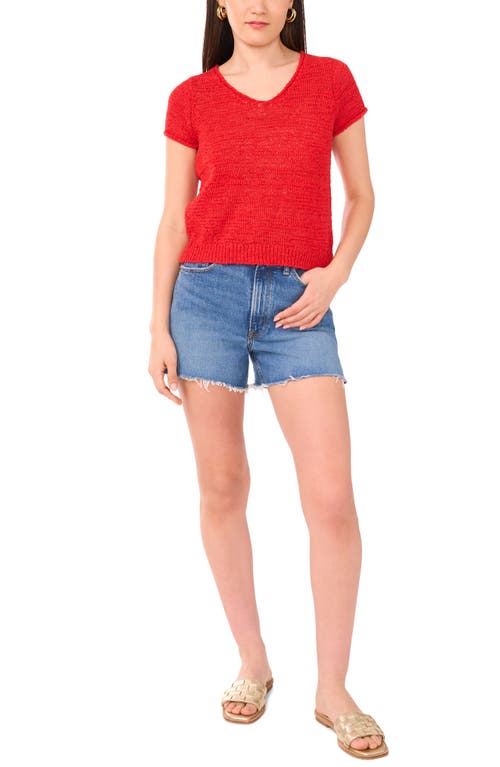 VINCE CAMUTO VINCE CAMUTO SHORT SLEEVE ORGANIC COTTON BLEND SWEATER