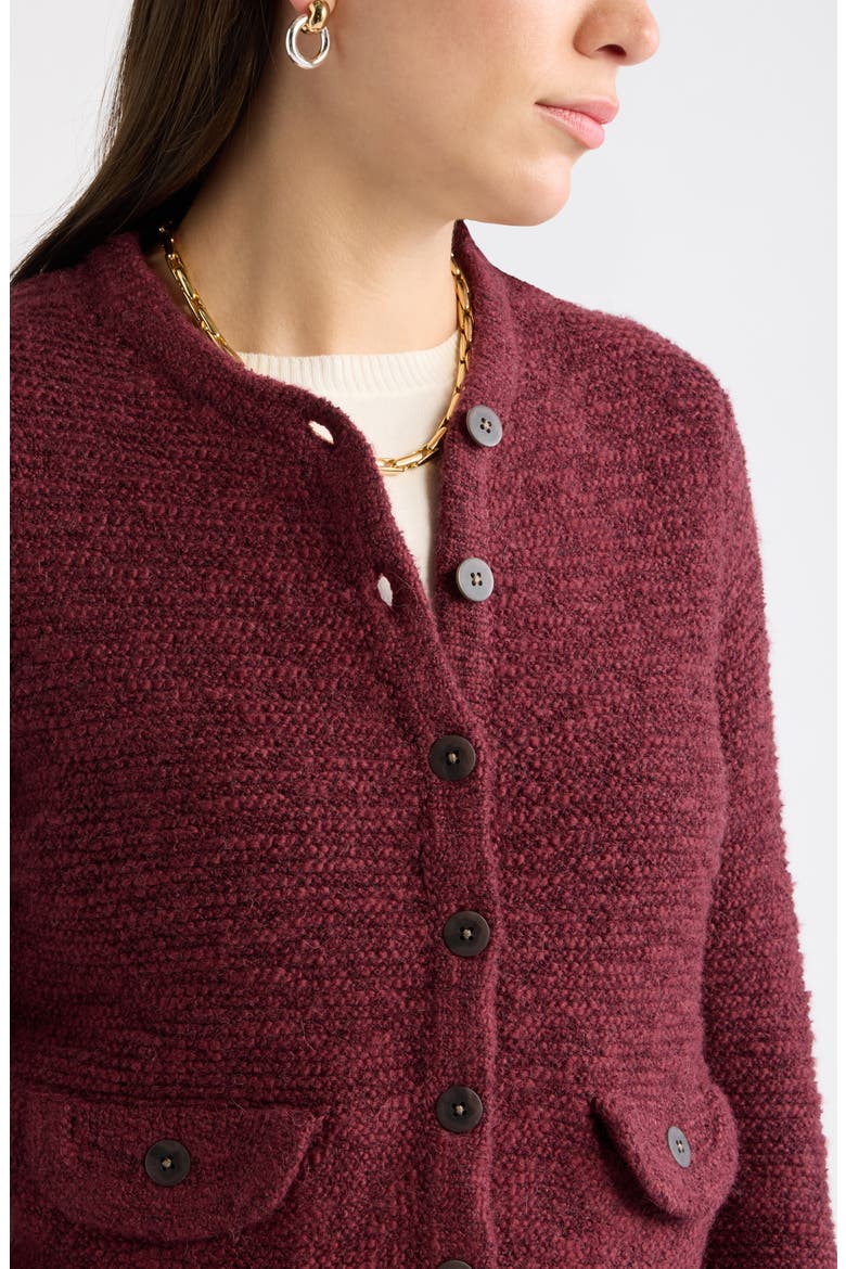Marled Cardigan Sweater Jacket, Alternate, color, BURGUNDY LONDON