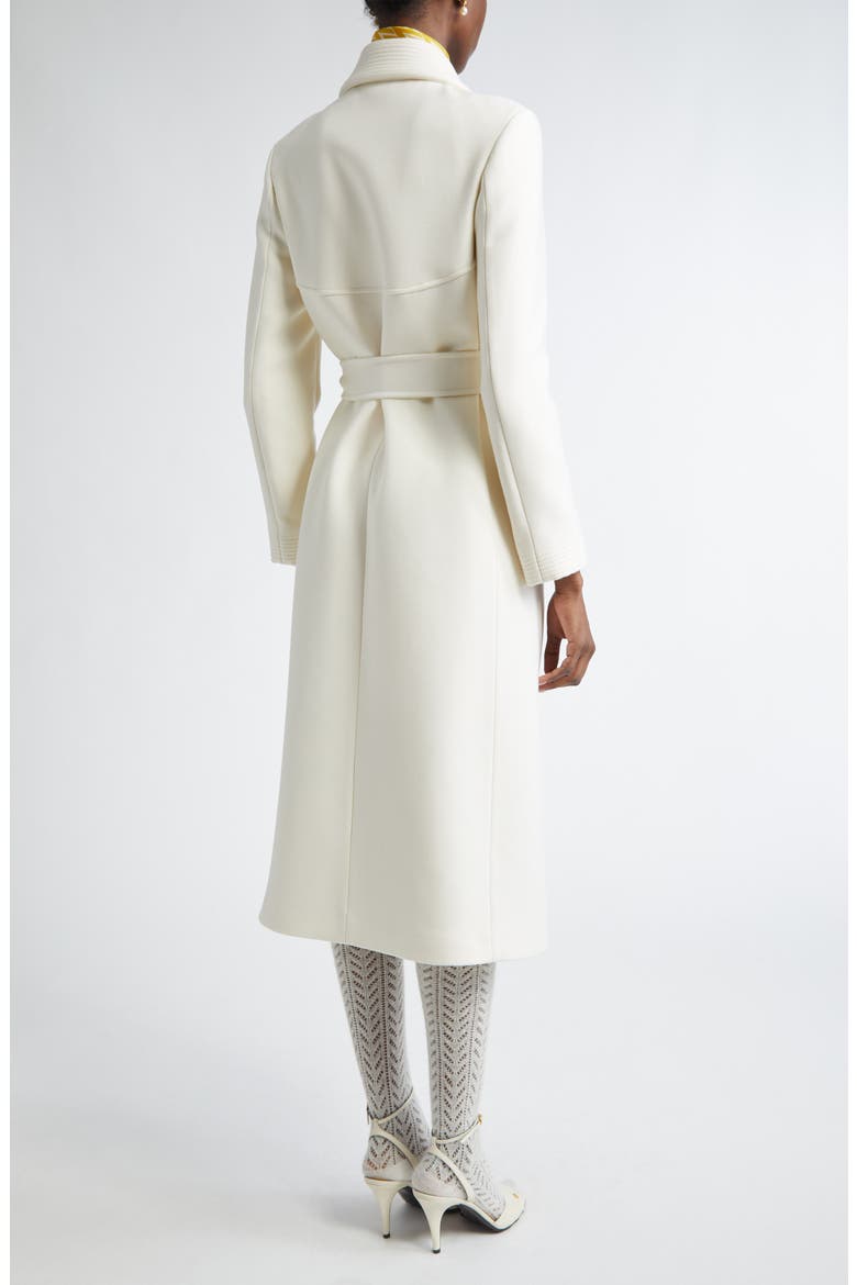V-Detail Belted Virgin Wool & Silk Drill Coat (Women) | Nordstrom