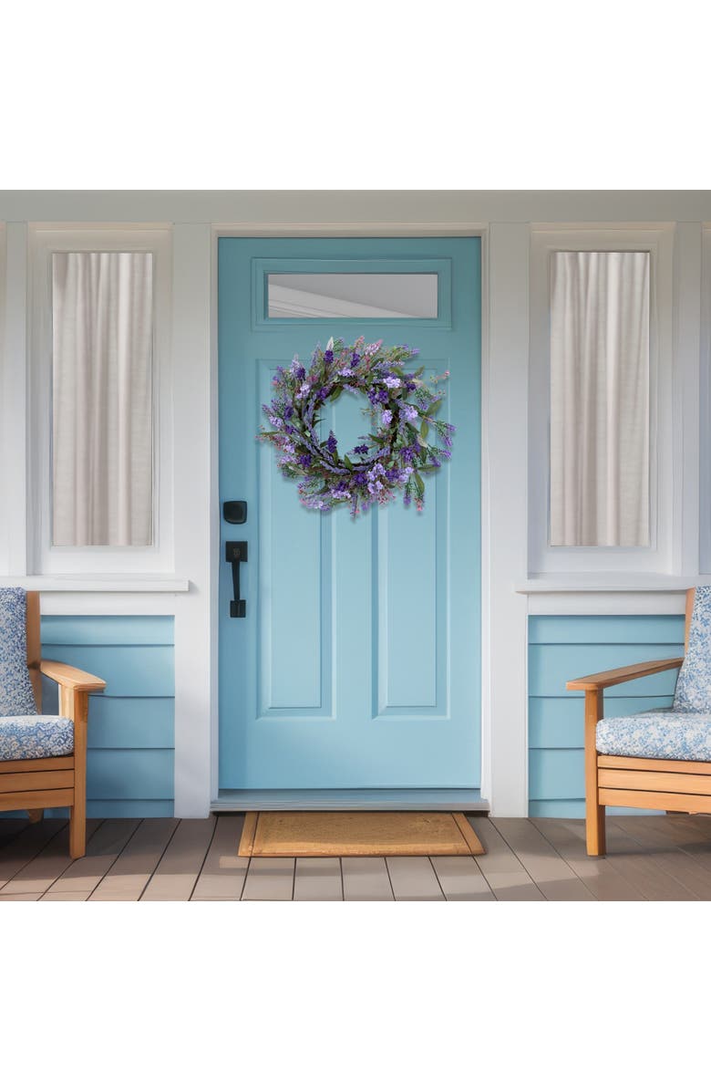 Northlight Lavender Artificial Spring Floral Wreath, Purple and Green - 18-Inch, Alternate, color, Purple