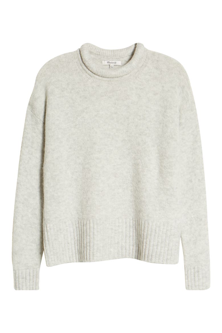 Fulton Puff Neck Trim Pullover, Alternate, color, HEATHER FOG
