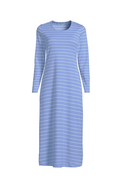 Lands' End Cotton Long Sleeve Midcalf Nightgown In Blue