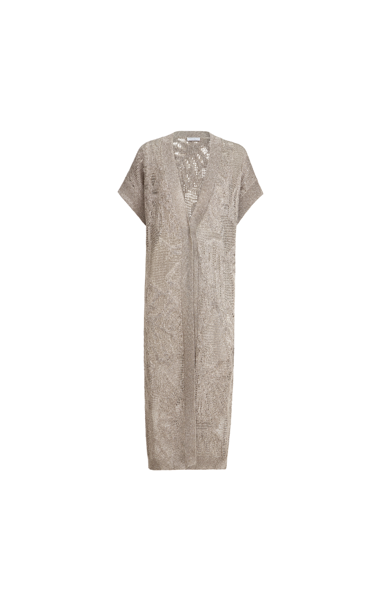 Brunello Cucinelli Dazzling water lilies long cardigan, Main, color, Mud