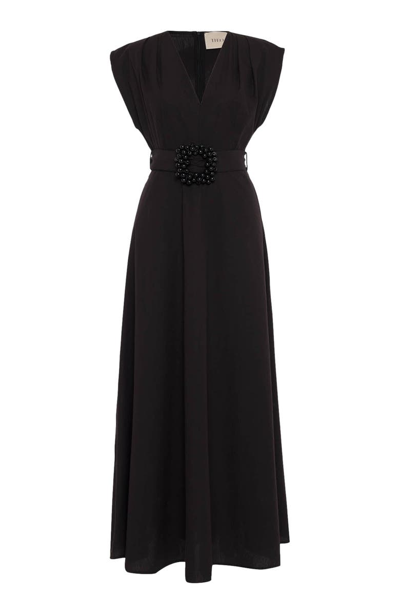 THEO The Label Echo Beaded Belt V-neck Shirtdress, Alternate, color, 