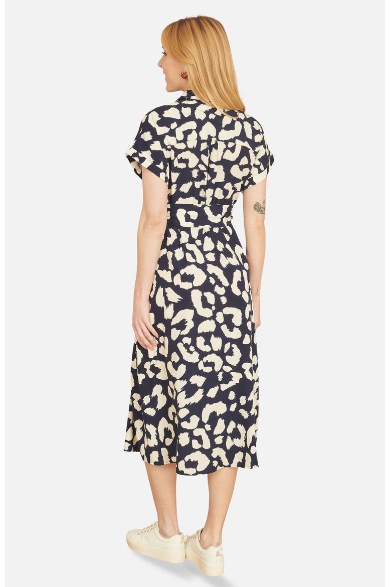 Abstract Animal Print Relaxed Midi Dress, Alternate, color, Navy