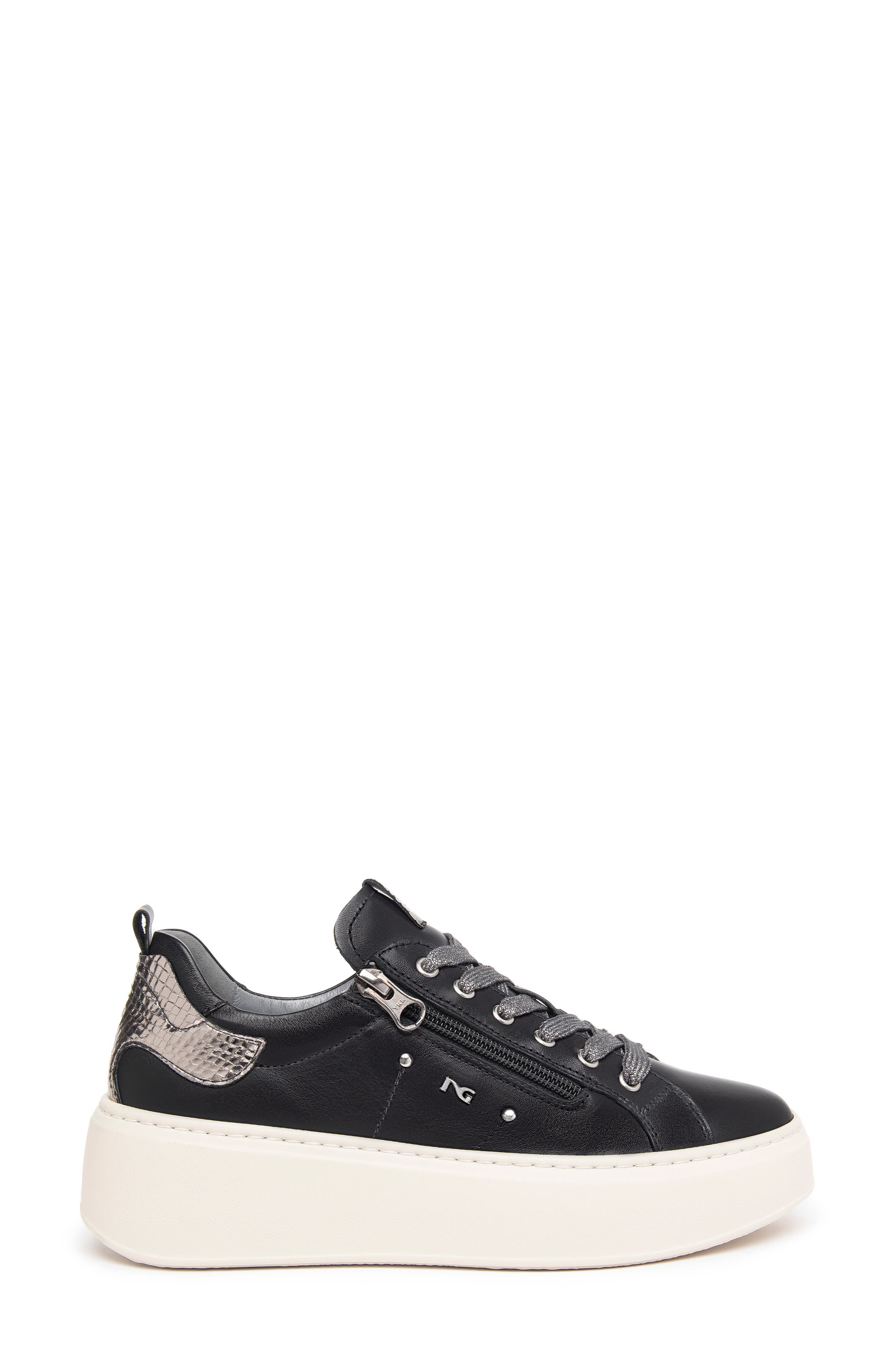 NeroGiardini Platform Wedge Sneaker, Alternate, color, Black