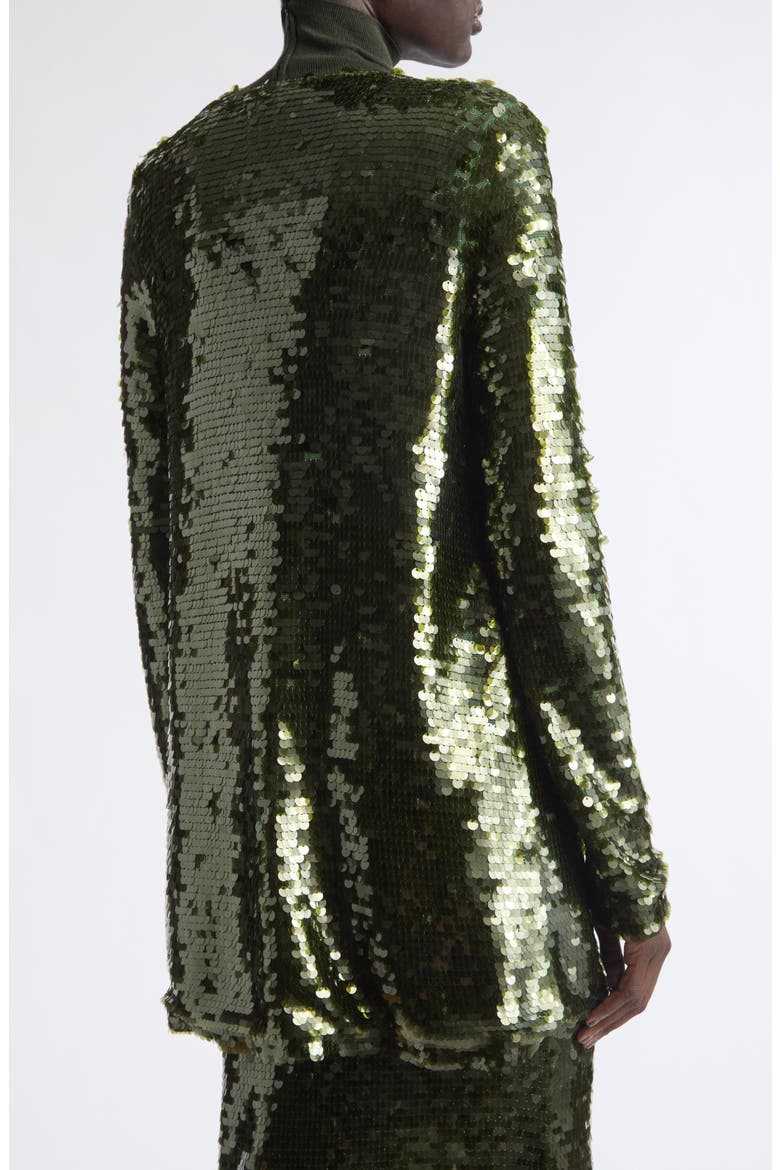 Sequin Long Sleeve Cardigan, Alternate, color, FOREST GREEN