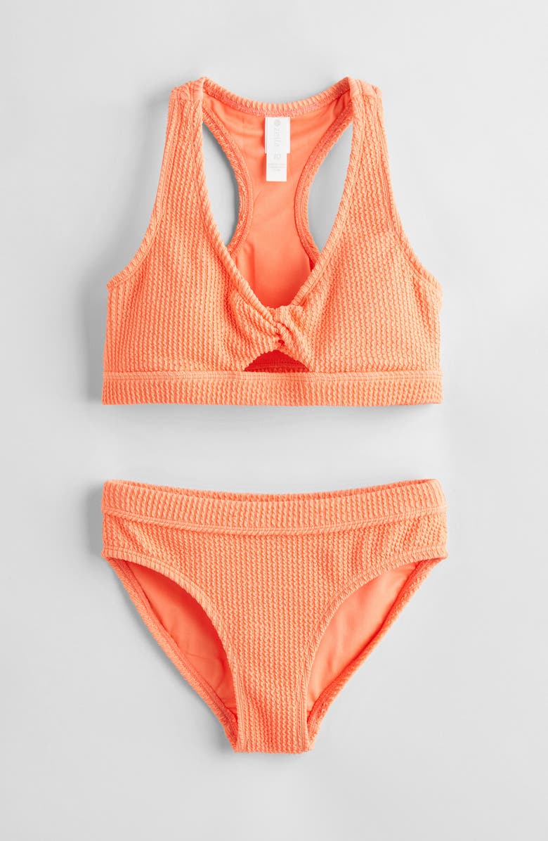 Zella Girl Kids' Twist Front Two-Piece Swimsuit, Main, color, 
