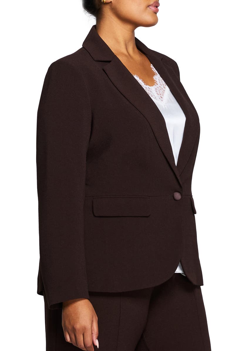 Estelle Megan Crepe Blazer, Alternate, color, Chocolate