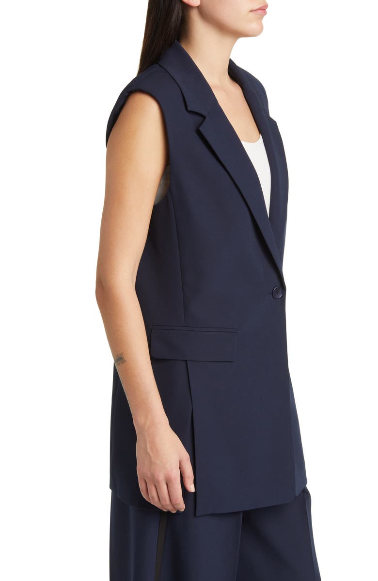 KOBI HALPERIN Stretch Twill Longline Vest, Alternate, color, Navy